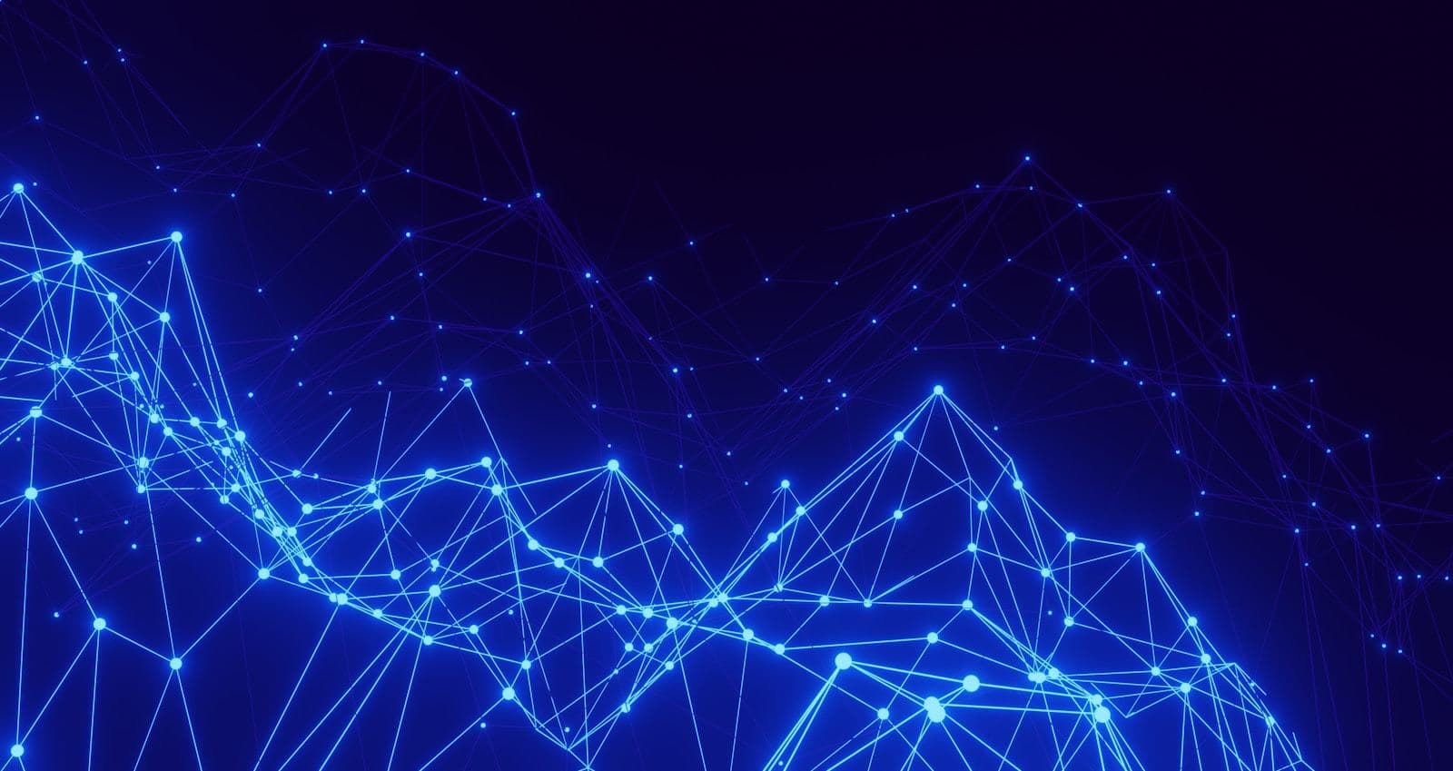 Glowing blue network of connected points