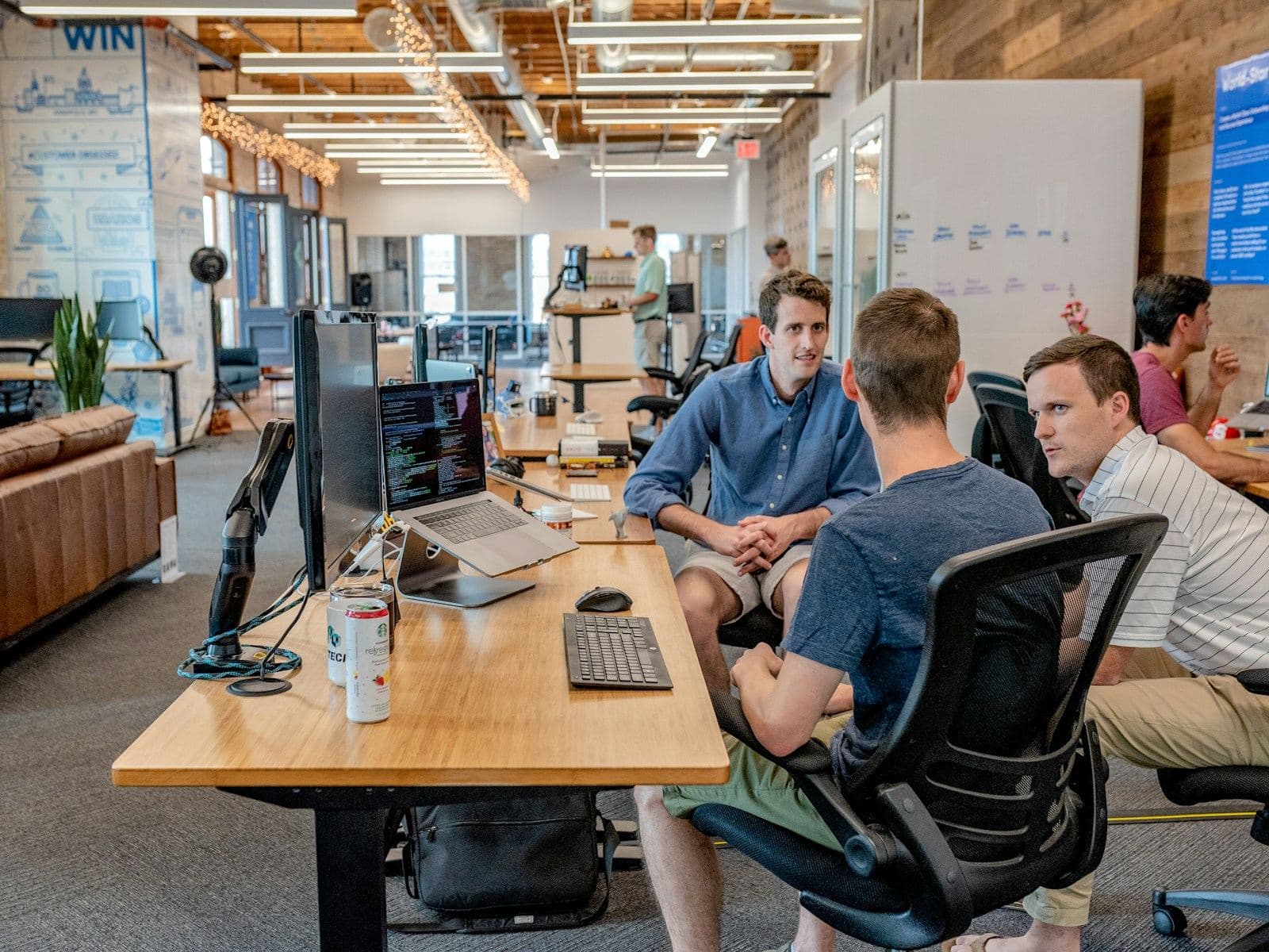 Product team working together in an open office